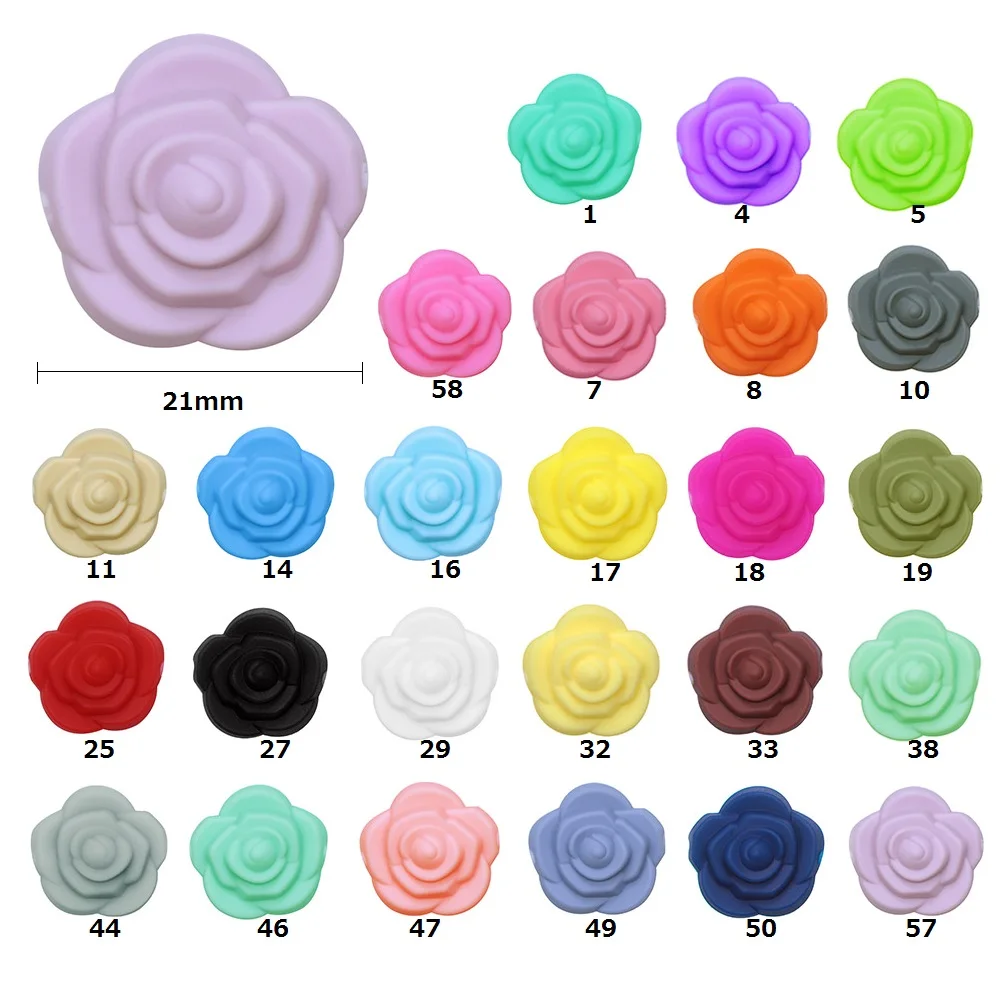 Joepada 10 sztuk/partia Mini Rose Flower silikonowe koraliki BPA bezpłatne dla DIY dziecko ząbkowanie biżuteria naszyjnik akcesoria zabawki...