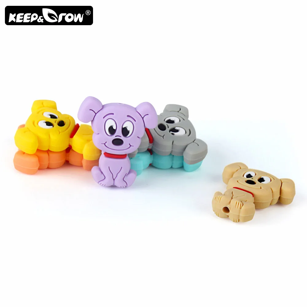 

5/20/50pcs Baby Cute Cartoon Puppy Silicone Beads Food Grade Baby Teethers Silicone Teething Beads DIY Teething Toys Accessories