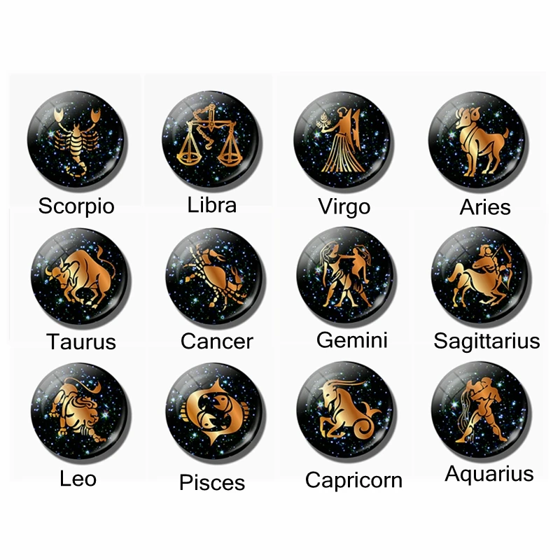 12 Zodiac Sign Virgo Libra Scorpio Aries Taurus Constellations Glass Ball Key Chains Keyrings For Men Women Birthday Gift