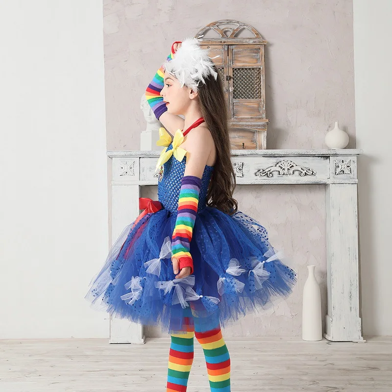 Mädchen Blume Fee Kostüm Weihnachten Kinder Geburtstag Party Blau Dance Leistung Mesh Tutu Kleid Set Prinzessin Cosplay Kostüme