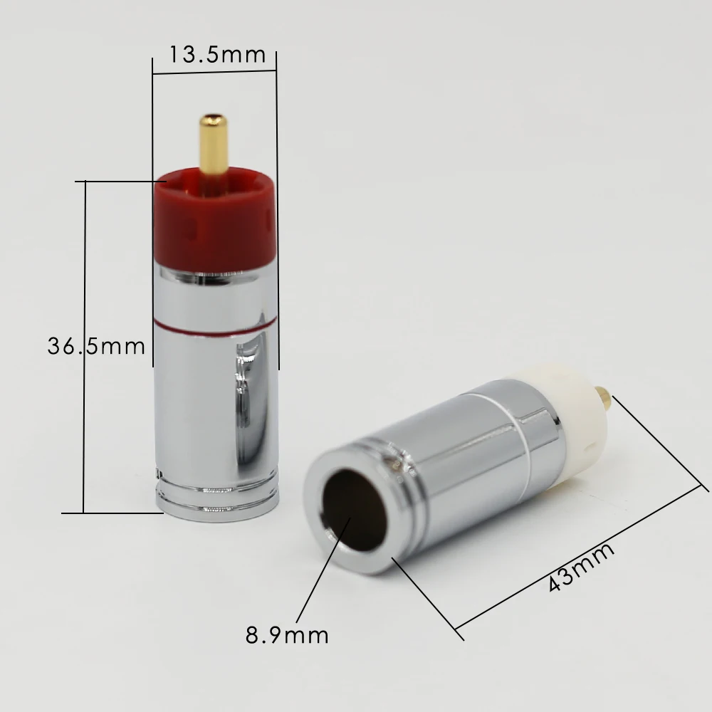 Wysokiej jakości 4 sztuki R1723/R1724 9mm złote/srebrne złącza wtyczka RCA niklowany mosiądz do kabli RCA