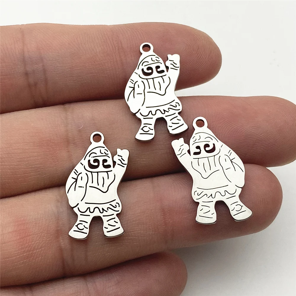 Father Christmas Xmas Style Charm 10pcs 2Side pattern Santa Claus pendant Stainless Steel Fit Jewelry Handmade Diy Jewelry Make