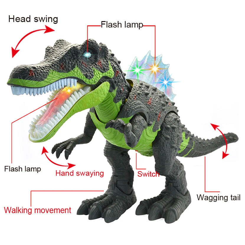 Grande dinosauro elettrico giocattolo Jurassic Park World Walking Dinosaur Robot con suono leggero Tyrannosaurus Rex Toys For Boys Kid