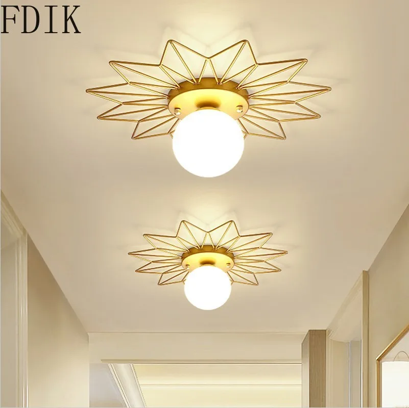 

Nordic Led Creative Lamps Sun Golden Ceiling Light Aisle Bedroom Corridor Balcony Luminaire Home Decoration Lighting Fixtures