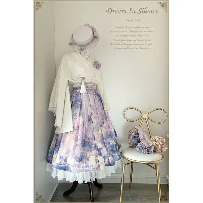 Saia com fio/sem fio dormindo na flor sonho sk terno saia com cinto lolita saia lolita vestido de fadas kei kawaii roupas