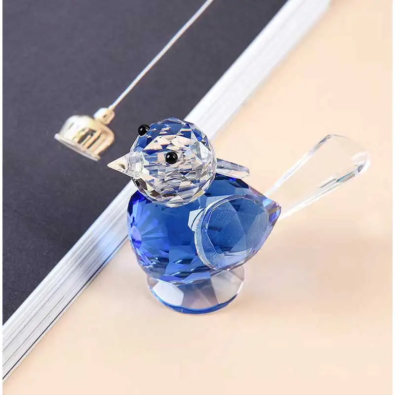 4 Color Crystal Cute Birds Figurines Ornament Glass Animal Paperweight Collection Home Table Decoration Kids Favor Gift