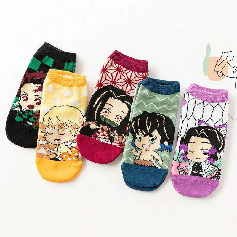 New Cartoon Men Women Socks Parent-Child Socks Funny Demon Slayer Kimetsu No Yaiba Cosplay Prop Cartoons Anime Cotton Socks