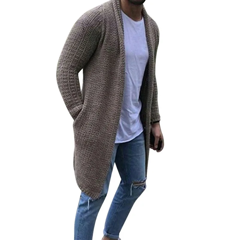 

2020 Fashion Solid Men Cardigan Streetwear Long Sleeve Knitted Sweaters Casual Autumn Mens Slim Fit Sweater Coat