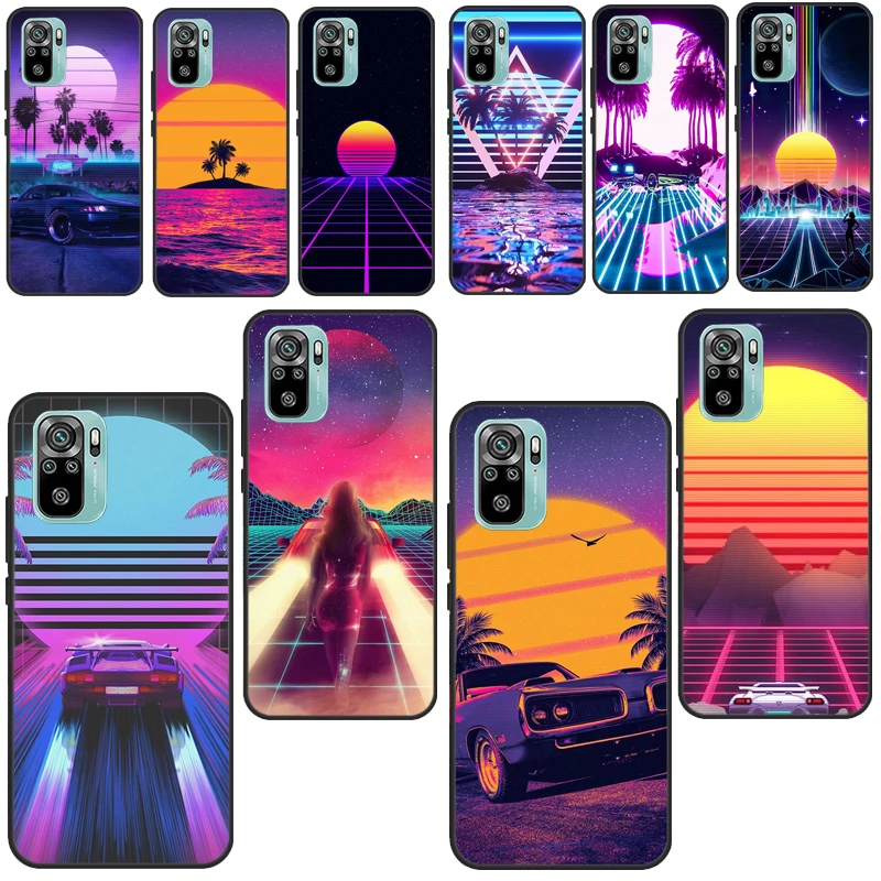 Vaporwave 80's Retro Neon Synthwave Case For Xiaomi Redmi Note 9 7 8 10 Pro 9S 10S 8T 9A 9C 9T 7A 8A K40 Back Cover Shell