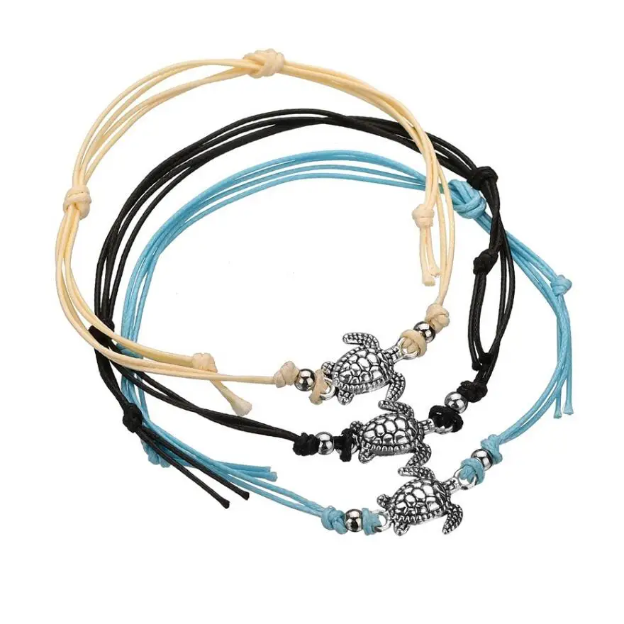 Beach Turtle Shaped Charm Rope String Anklets For Women Ankle Bracelet Woman Sandals On the Leg Chain Foot Jewelry S1824