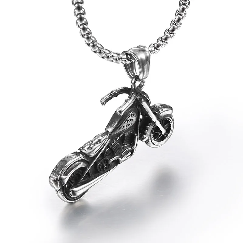 Retro Gothic Punk Motorcycle Design Pendant Necklace For Men  Jewelry Accessories Party Gift Fashion Men Necklace