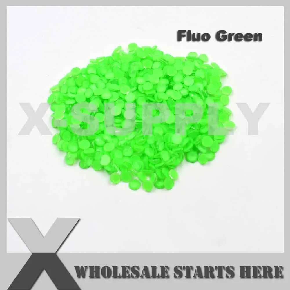 (SS6-SS20,100 Gross/Lot) Fluo Green Flat Back Rhinestone,Used For Nail Art,Phone Case,Shoes