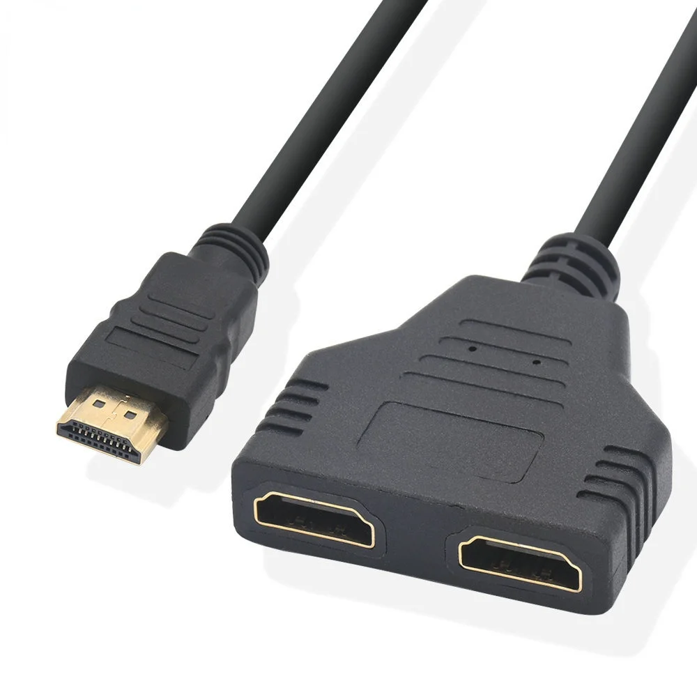 Uma entrada dois saída hdmi divisor compatível 1x2 duplo adaptador cabo hdmi divisor compatível