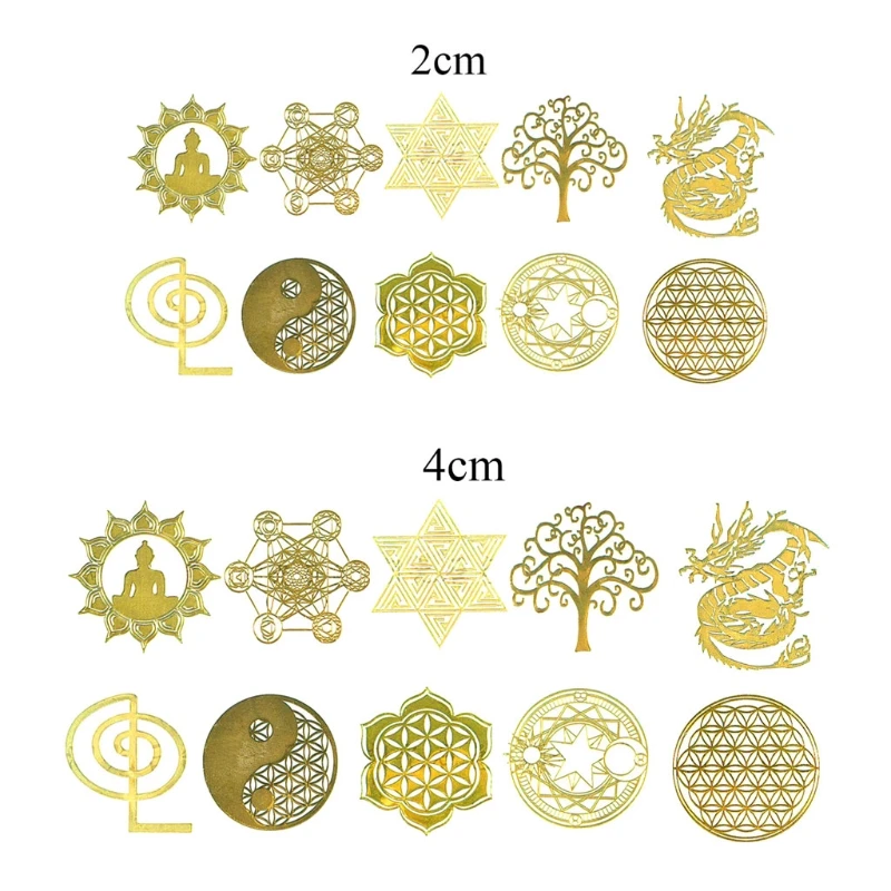 10Pc DIY 7 Chakra Copper Energy Tower Orgonite Sticker Flower Life Tree Pyramid Decor Epoxy Resin Fillings Resin Crafts