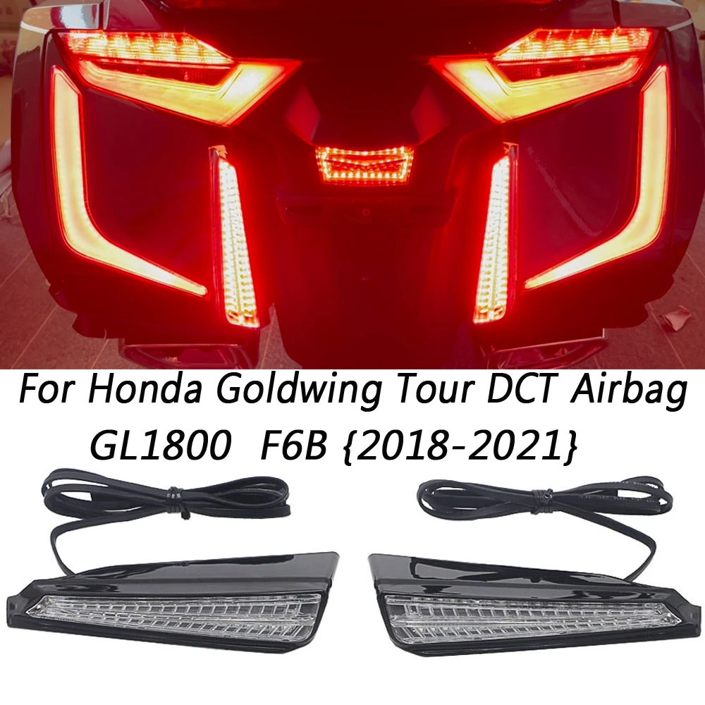 

Motorcycle Chrome And Black LED Filled Panel Light For Honda Goldwing Tour DCT Airbag 1800 F6B GL1800 2018 2019 2020 2021