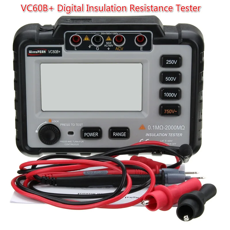 VC60B+ Digital Insulation Resistance Tester 1000V Original MegOhm Meter High Voltage Short Circuit Input Alarm Megohmmeter