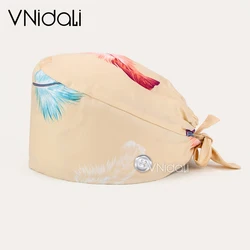 cotton cartoon printing hats adjustable scrubs hat beauty salon nursing cap laboratory Dentistry pet shop scrubs cap Tie back