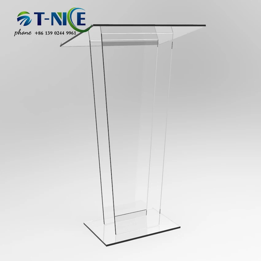 Cheap Lectern Transparent Podium Acrylic Conference Rostrum Custom Church Platform Restaurant Wedding Pulpit Office Lectern