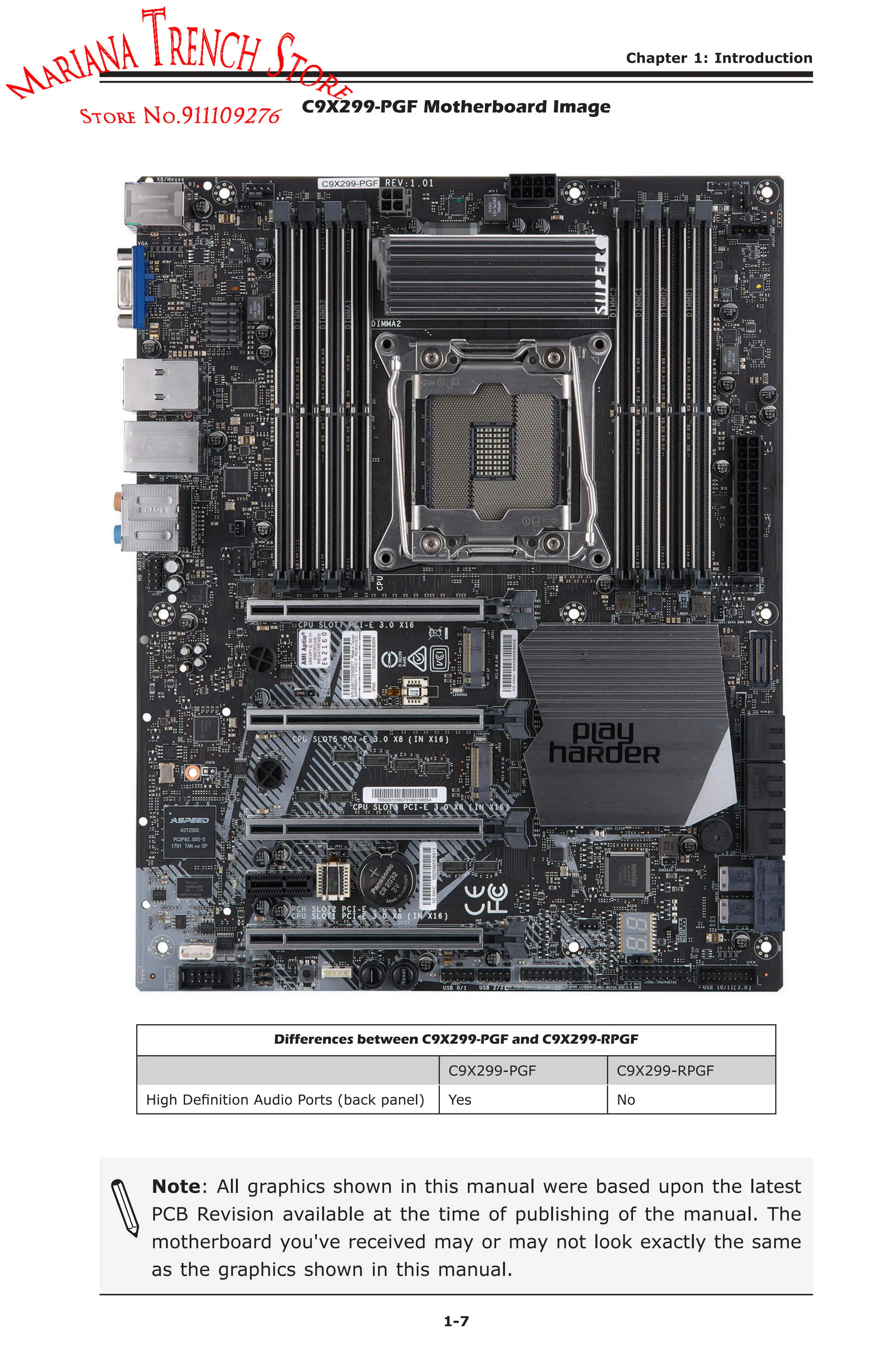 C9X299-PGF for Supermicro High-end Desktop Overclock Motherboard LGA-2066 i7 i9 X-series Processor DDR4-2933MHz PCI-E3.0 M.2 U.2