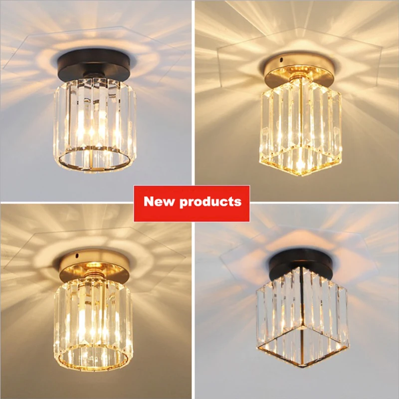 Home Decor Led Lights Crystal Ceiling Lamps Plafonnier Luminaria De Teto Para Sala Round Square Chandelier for Living Room Porch