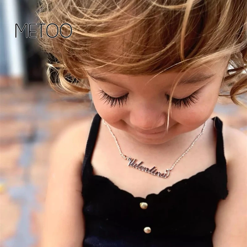 DOREMI Stainless Steel Baby Jewelry Personalized Name Necklace Pendant Choker Girls Kids Children Customized Necklace Date Boy