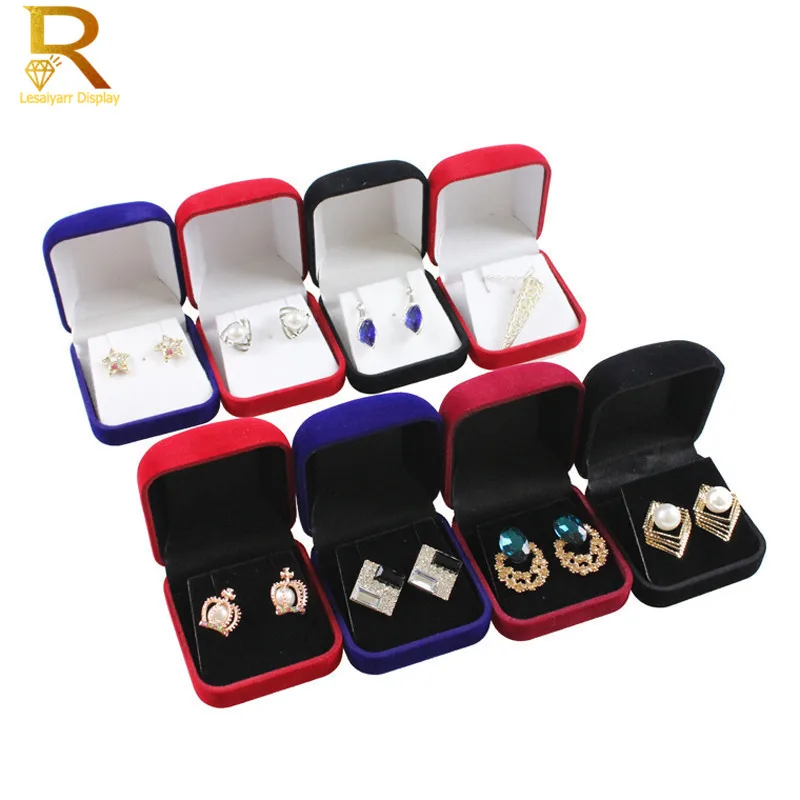 

Wholesale 10Pcs Stud Earring Storage Box Drop Earrings Pendant Organizer Case Highly Velvet Jewelry Display Gift Packaging Boxes