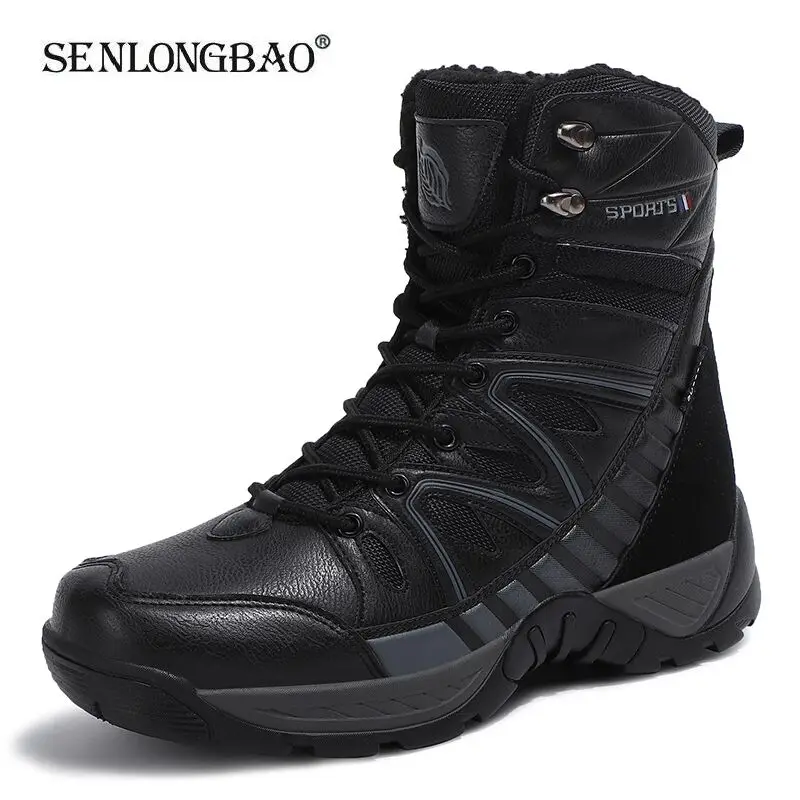 New Warm Plush Snow Boots Men Lace Up Casual High Top Men\'s Boots Waterproof Winter Boots Anti-Slip Ankle Boots Men\'s Work Boots