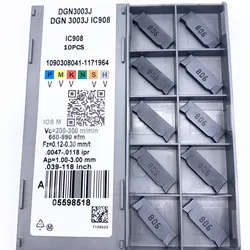 Inserto de carburo CNC para ranuras de ranurado, herramientas de corte, DGN2002C/2002J, IC908, DGN3003J/3003C, IC908, DGN 3003J, IC908, 10 piezas