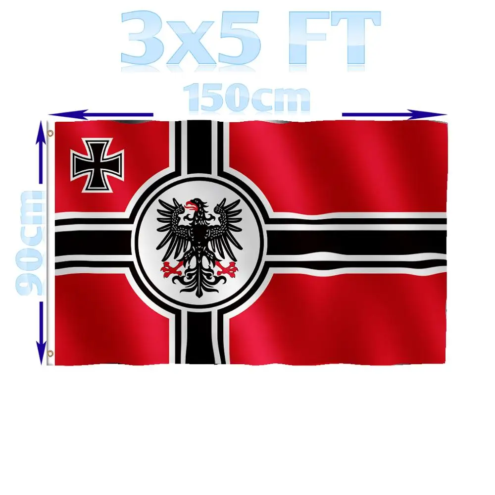 BENFACTORY Store-Eagle Flag Single Layer 100D Polyester Grommets, Germany, Greater German Reich War, 3x5Ft