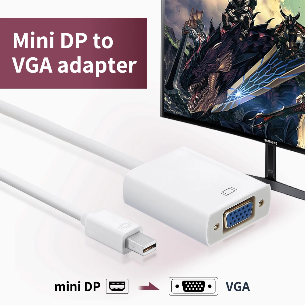 Mini DP to VGA cable Apple Macs Video adapter Thunderbolt Mini DisplayPort to VGA adapter cable for Macbook pro air Imac Dell