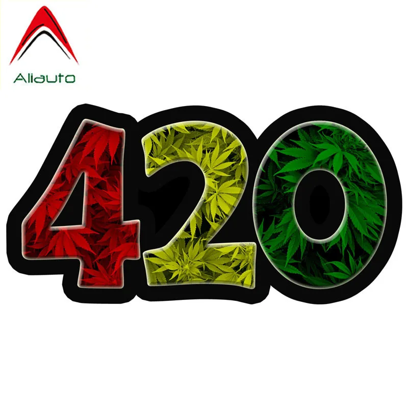 

Aliauto Reflective Car Sticker 420 Weed Leaf Leaves Dank Motorcycle Funny Waterproof Anti-UV Accessories PVC Decal,13cm*6cm