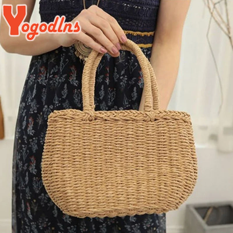 Summer Straw Bag Women Large Capcity Handle Bag Handmade Weave Totes Bag Trendy Rattan Beach Bags Fashion Vacation Bags