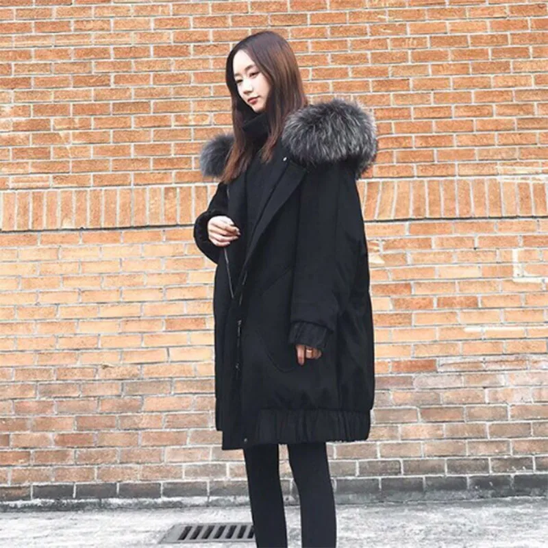 2021 NEW Winter Jacket Female Large Size Loose Black Down Cotton Pregnant Woman Coats Women\'s Cotton Quilted Parkas Overcoat