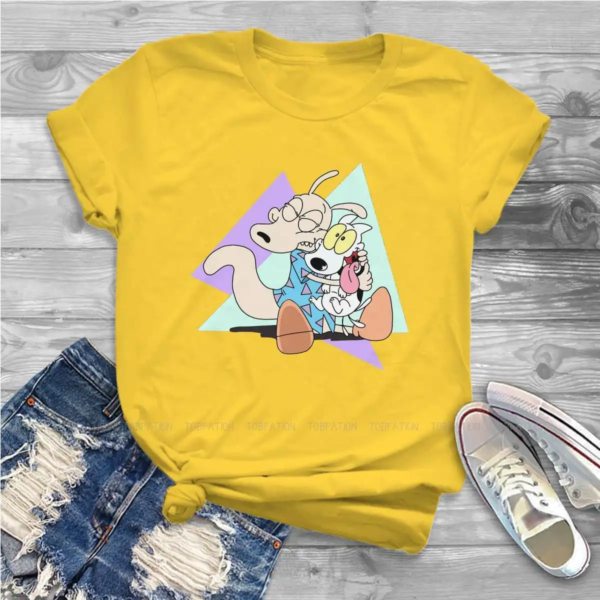 The Ren Stimpy Show Comedy Fantasy TShirt for Woman Girl Rocko Modern Life 5XL Summer Tee T Shirt Novelty Fluffy