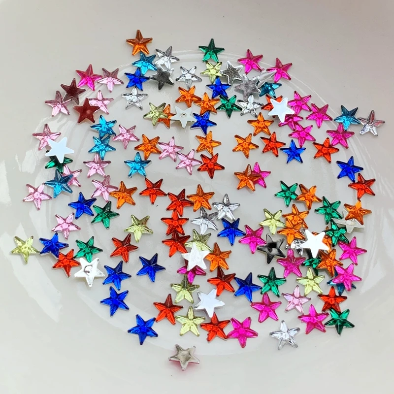 6mm sparkling five-pointed star acrylic flatback DIY jewelry making accessories nail art decorations nail rhinestones 500pcs/lot