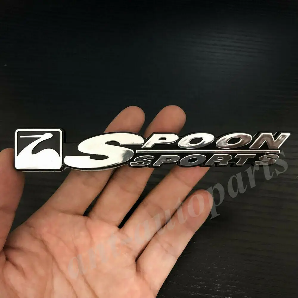 4x Chome ABS ملعقة رياضية JDM R سيارة الجذع الحاجز الخلفي شارة شعار ملصق لاصق لامع ورائع