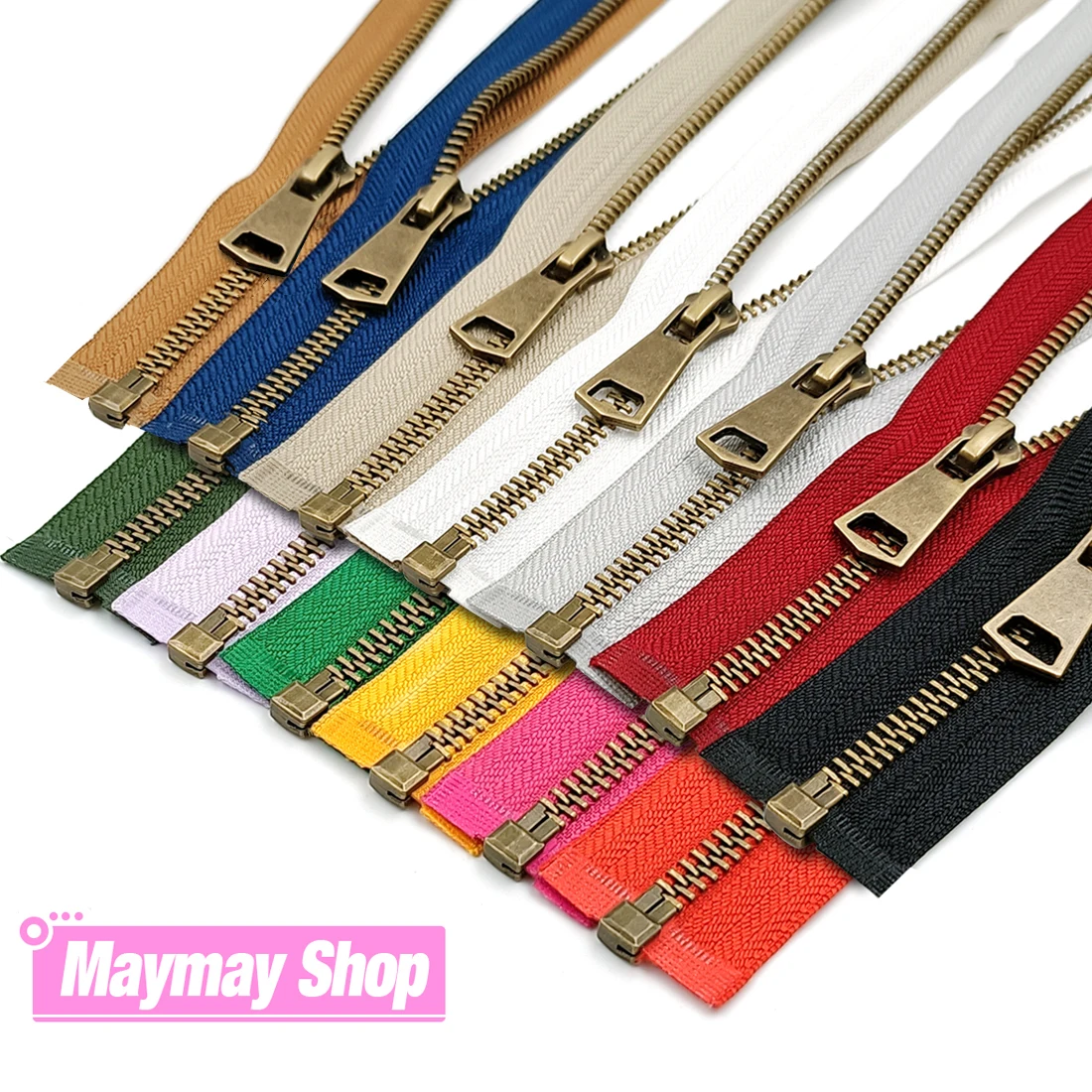 5# High Quality Colorful Open-End Auto Lock Copper Metal Zipper Diy Handcraft For Clothing Pocket Garment Sewing Shoes Bags