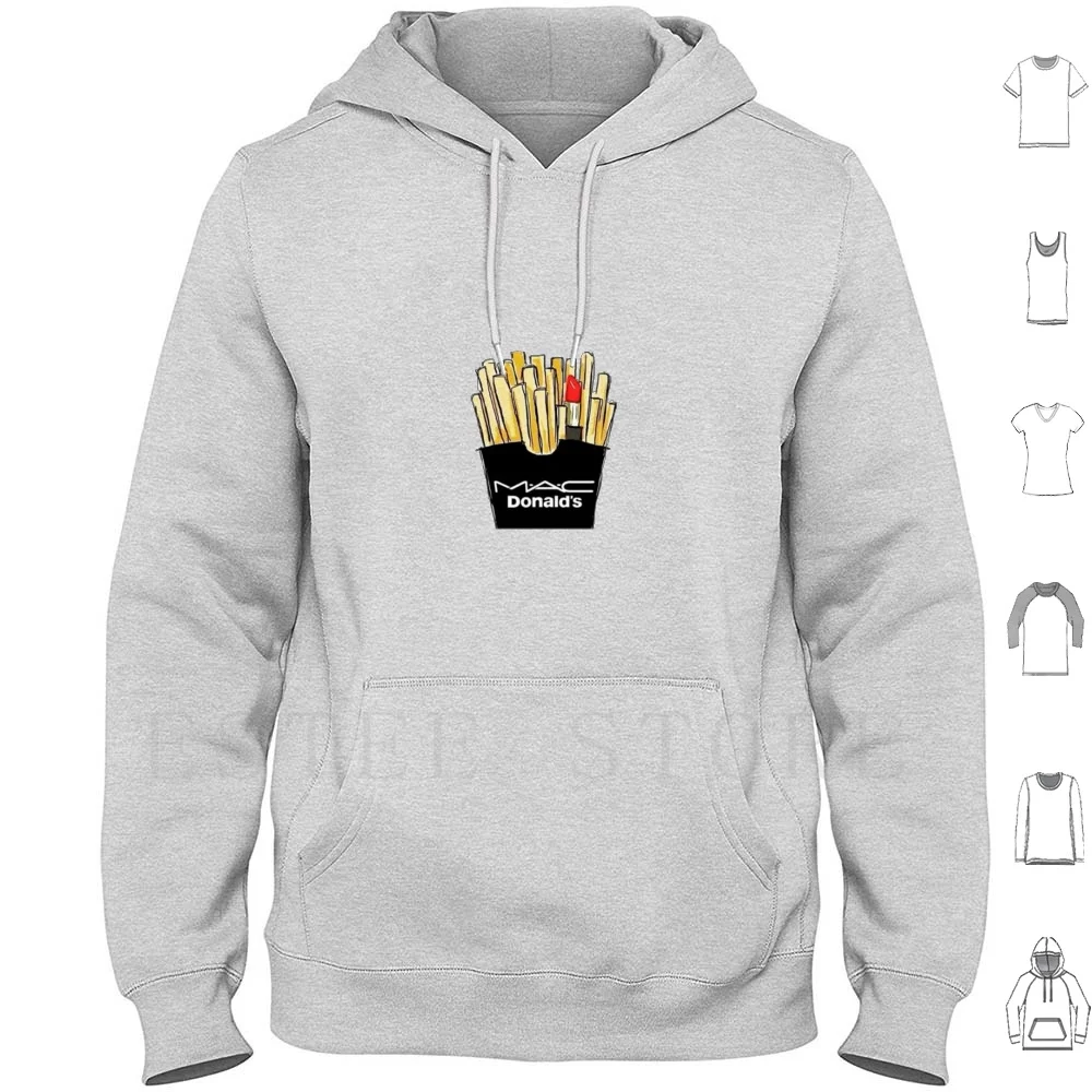 Macdonalds French Fries Hoodies Long Sleeve Makeup New York City Famous Nyc Big Mascara Lipstick Contour