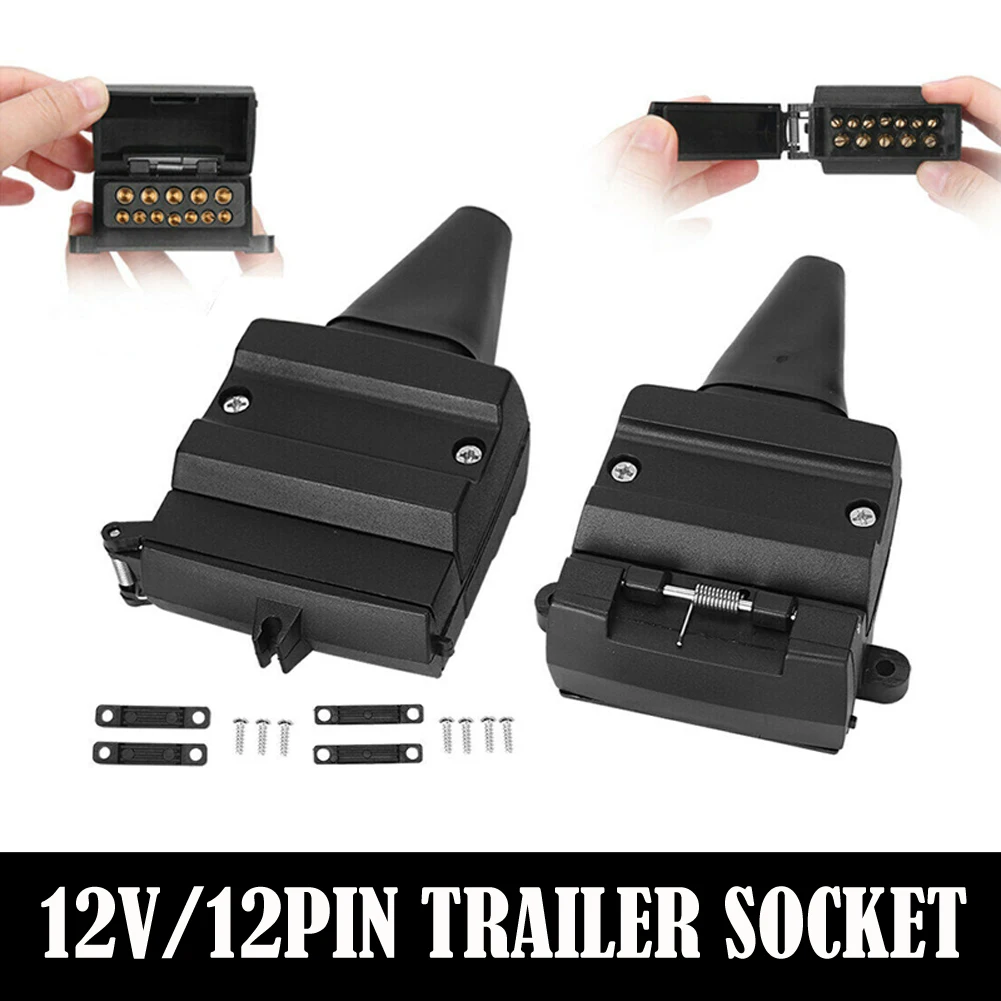 2pcs 12 Pin Flat Trailer Connector Plug Socket Set Male Caravan Camper Adaptor Off-Road Vehicles Car Trailer Accessories