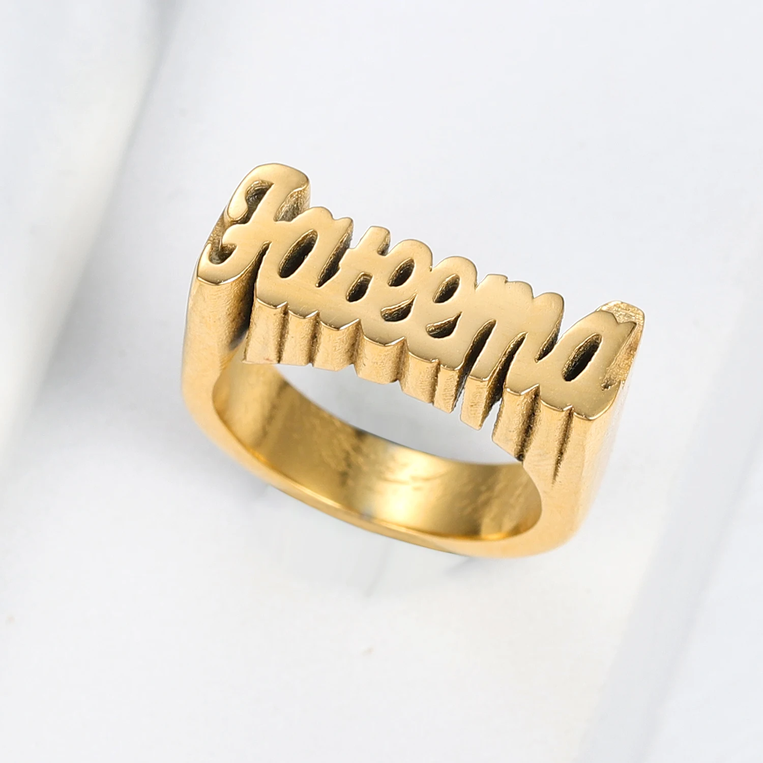 2021 Customized Name Ring Personality Hip Hop 3D Ring Fashion Punk Letter Number Men Ring Stainless Steel Ring For Woman Jewelry