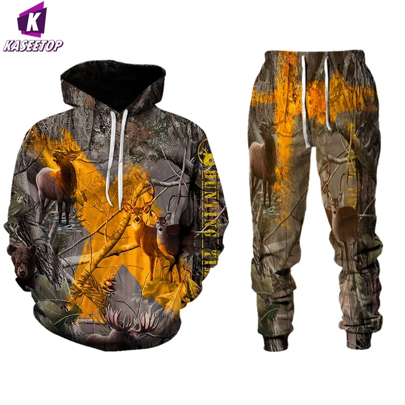 

Autumn and Winter Maple Leaves Camouflage 3D hoodies Tracksuits Men Outdoor Fishing Camping Hunting Sets Unisex Streetwear Suits