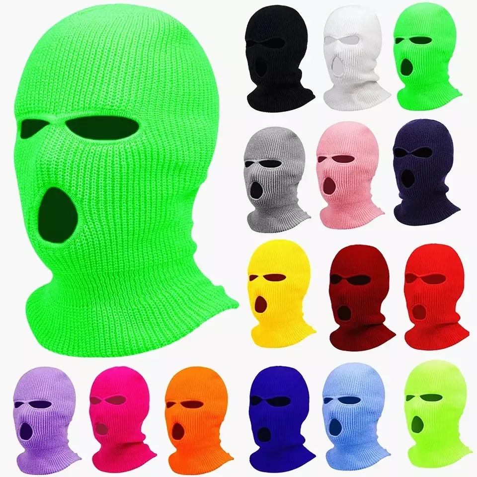 winter men women unisex knitted 3 holes  balaclava ski mask