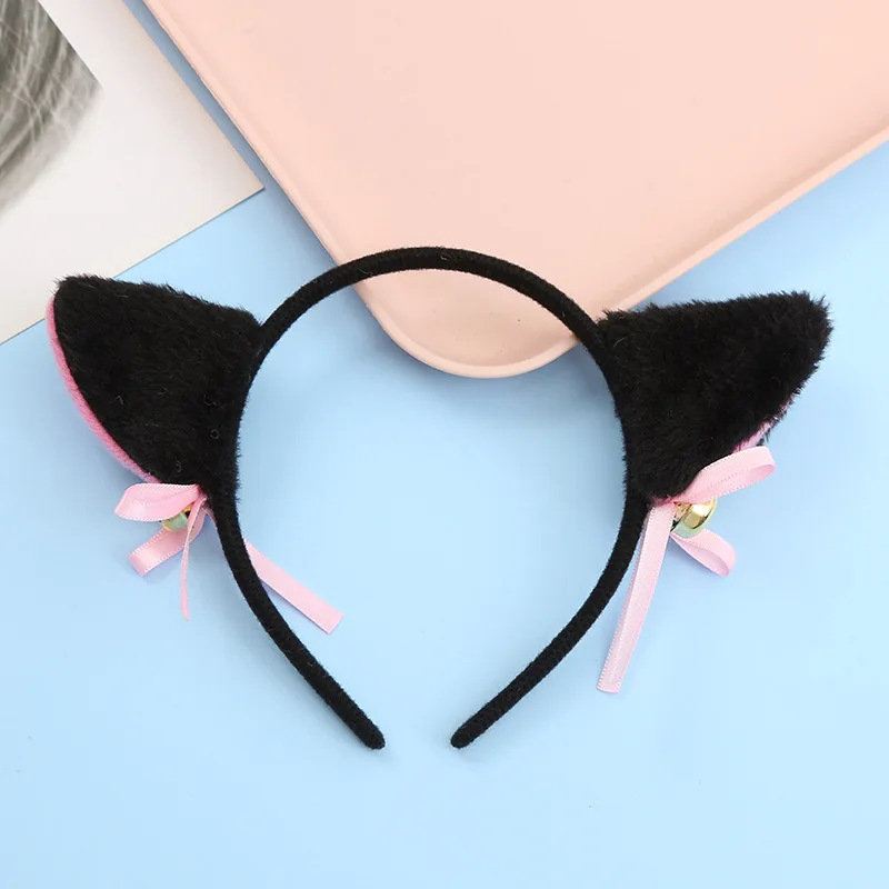 Cute Plush Animal Cat Ear Hairpin Lolita Sweet Fluffy Ears Cosplay Anime Hairpin With Bells Party Costume Hair Accessories