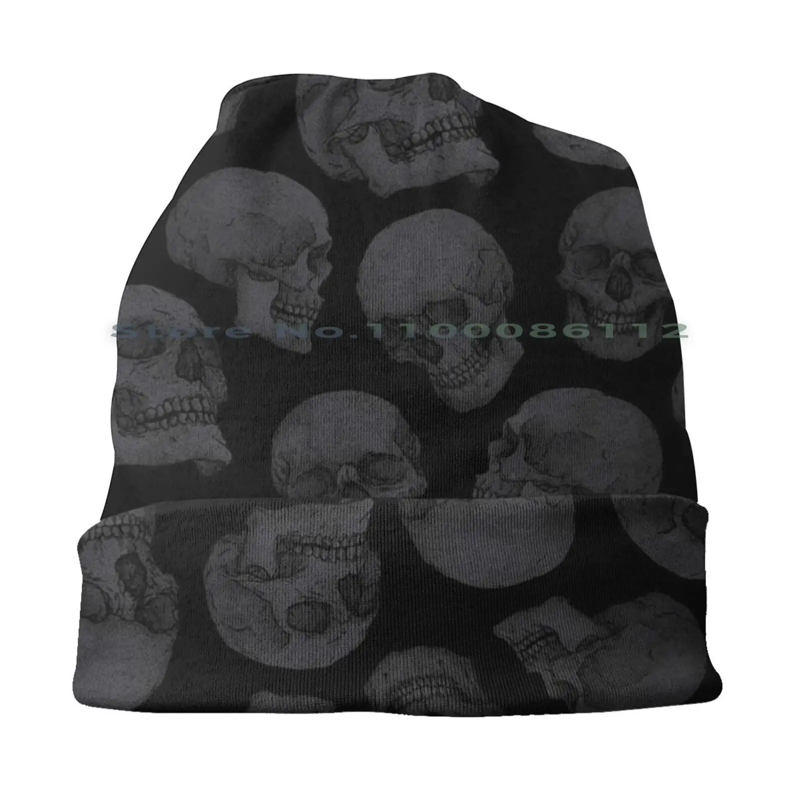 Skulls Beanies Knit Hat Skulls Bones Dark Horror Death Deniart Pattern Brimless Knitted Hat Skullcap Gift Casual Creative