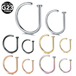 1PC G23 Titanium Colorful D Shape Nose Hoop Rings Loop Ear Cartilalge Piercings Nostril Nariz Piercings Body Jewelry 18G 20G