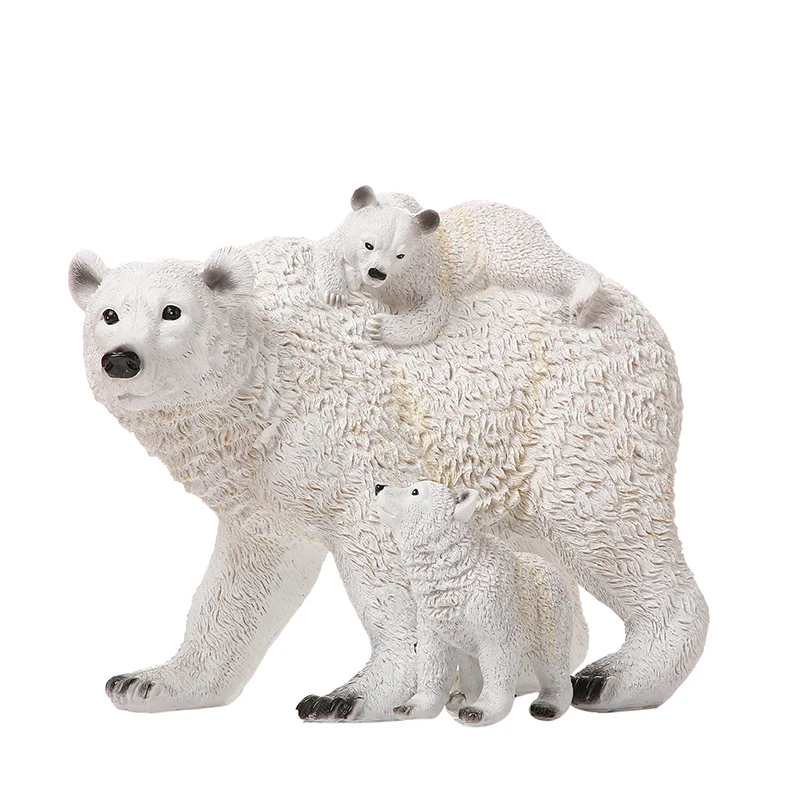 

Mother Polar Bear Sculpture Handmade Polyresin Baby Bear Statue Family Decor Gift for Mom Wildlife Ornament Craft Furnishing