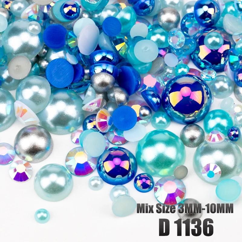 VDD 30/60/200g Gemischte Größen ABS Imitationsperlen Halbrunde Flachrückseitige Perlen AB-Farbe Harz-Strasssteine für Handwerk, Nagelkunst und DIY-Dekoration – Detail 32