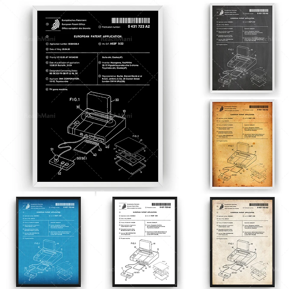 

Neo Geo Console 1990 Patent Print, Blueprint Decor Wall Art Poster Gifts