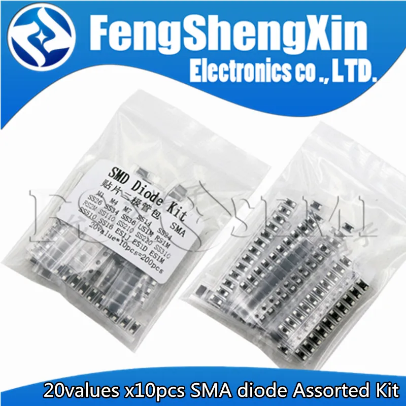 20values x10pcs SMA diode Assorted Kit  SS110 SS220 SS210 SS310 SS510 SS14 SS24 SS16 SS26 SS34 SS36 ES1J ES1D ES1M US1M M1 M4 M7