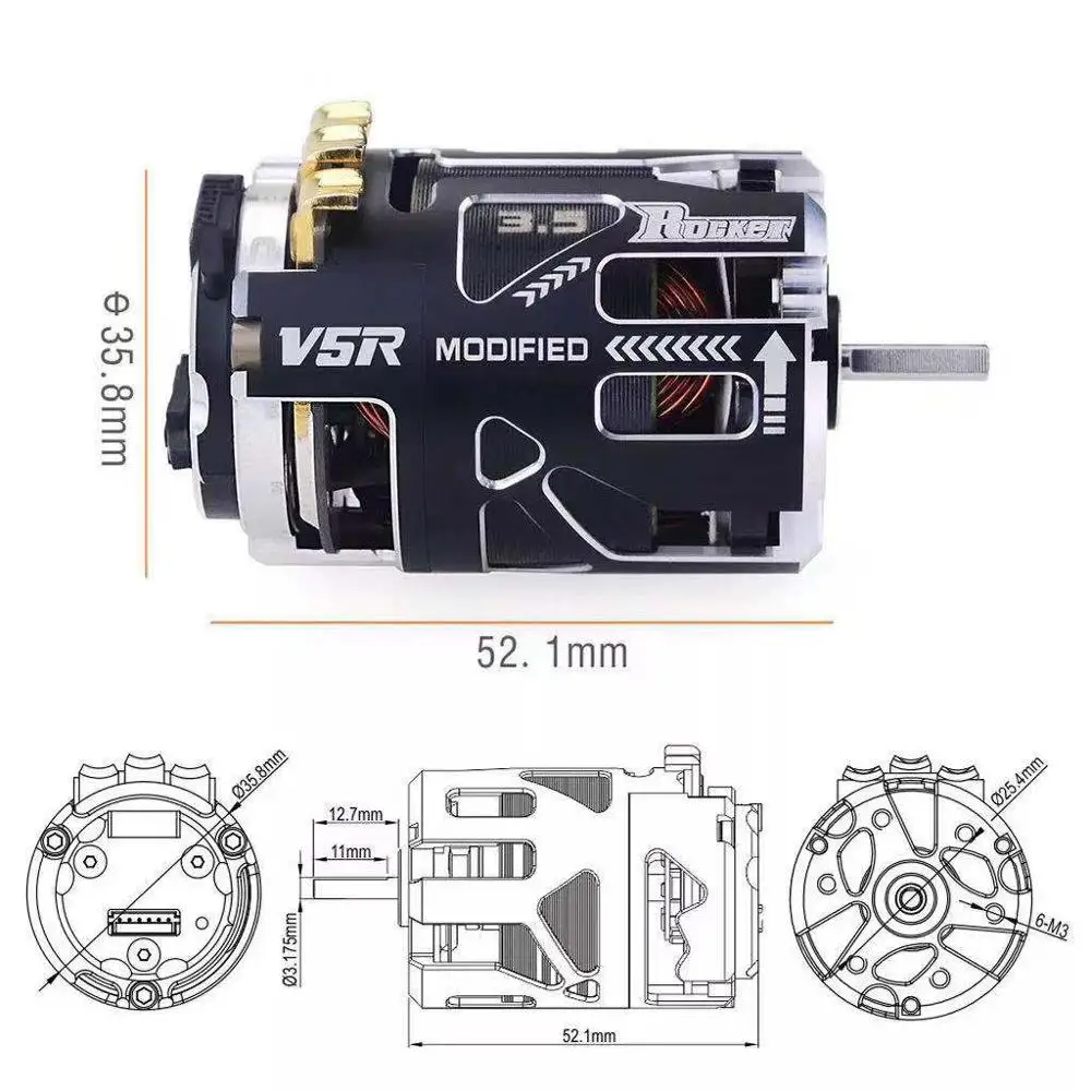 Rocket 540 V5R 3.5T 4.5T 5.5T 6.5T 7.5T 8.5T 9.5T 10.5T 13.5T 17.5T 21.5T 25.5T Sensored Brushless Motor for Modified Spec Stock